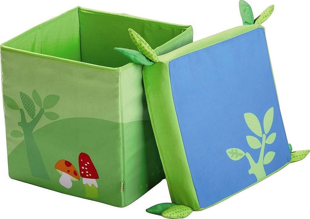 Коробка для хранения зеленая с рисунком