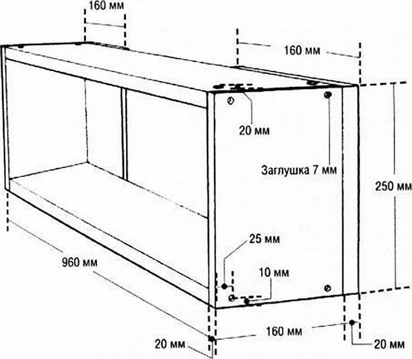 Чертеж полки для обуви с размерами