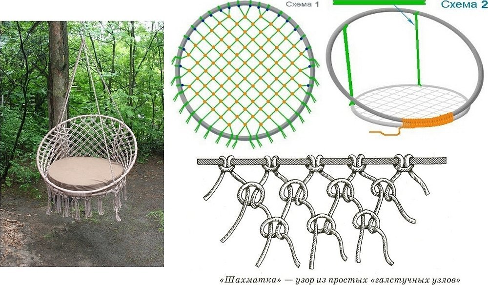 Кресло подвесное плетеное схема