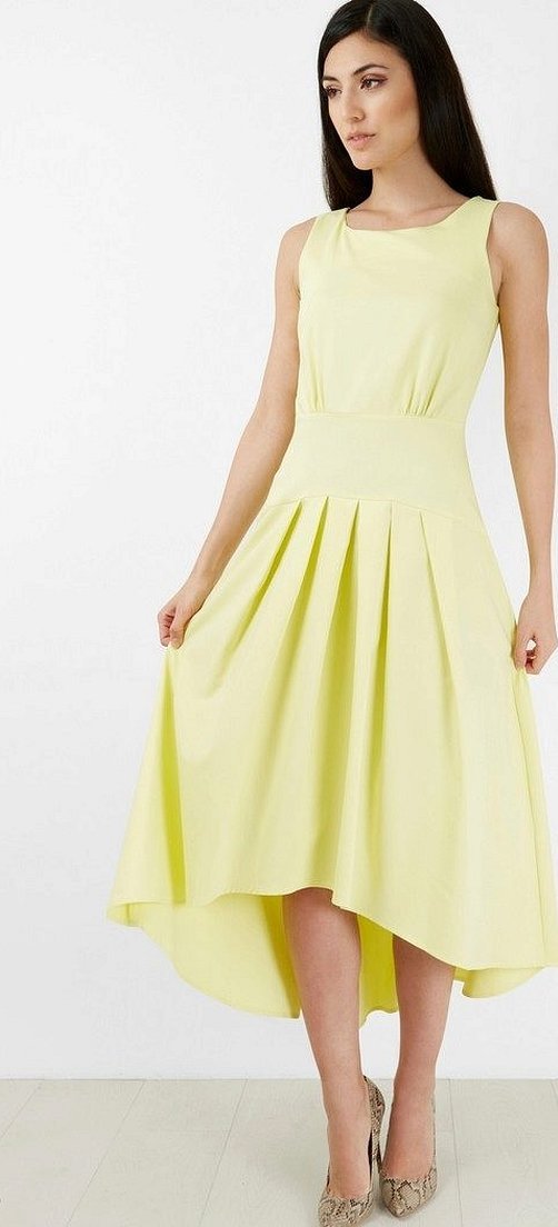 Шифоновое платье лимонно желтое