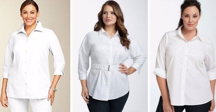 Белые блузки для полных женщин которые их стройнят