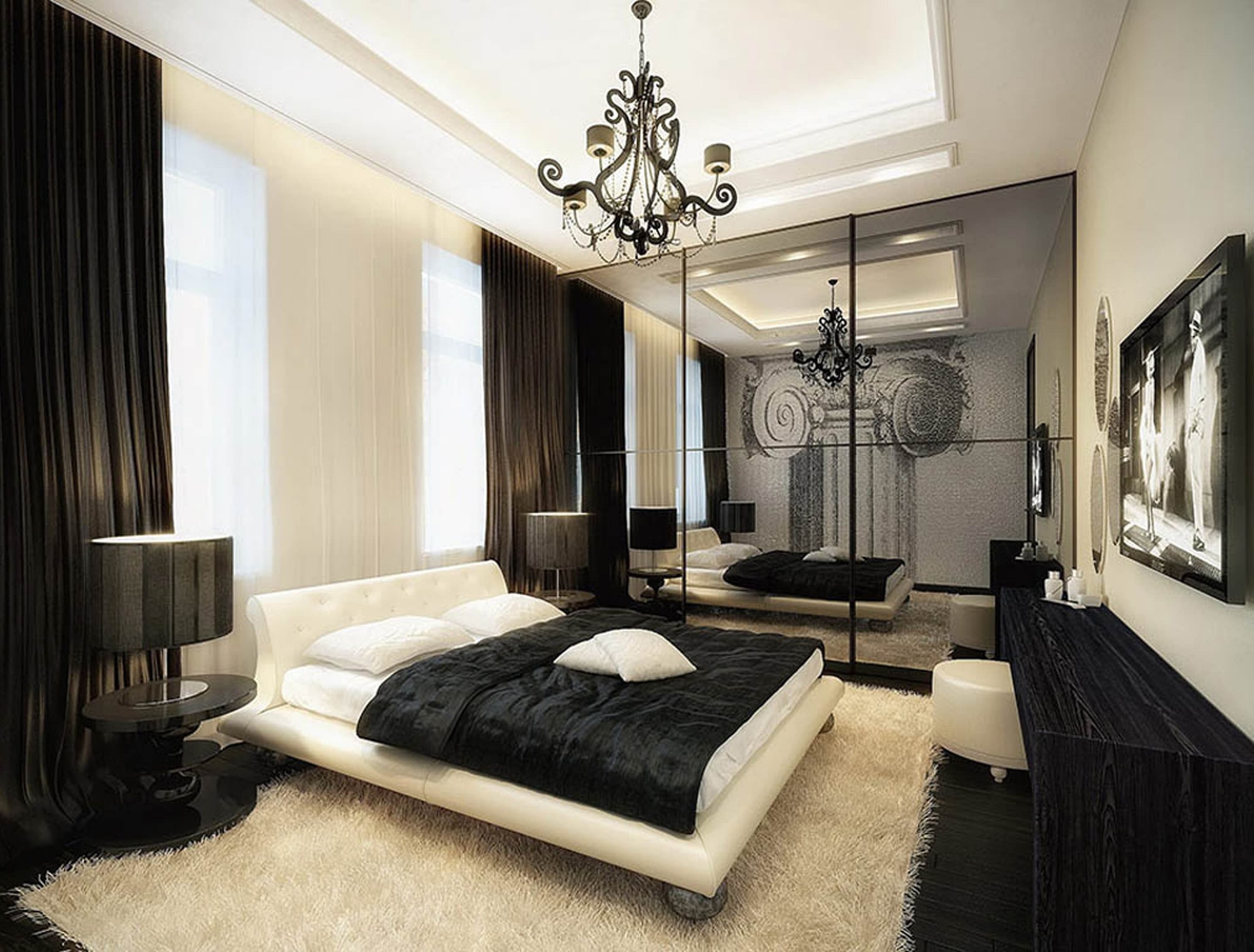 Спальня в стиле модерн в черно белых тонах