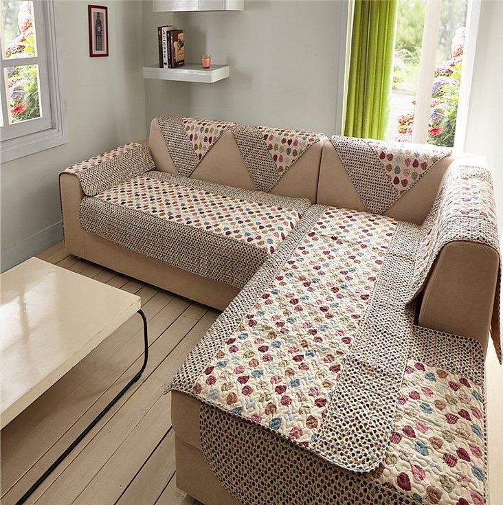 Накидки на угловой диван с подушками