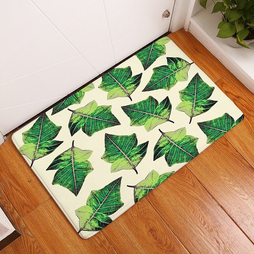 Салатовый коврик в ванну с листьями