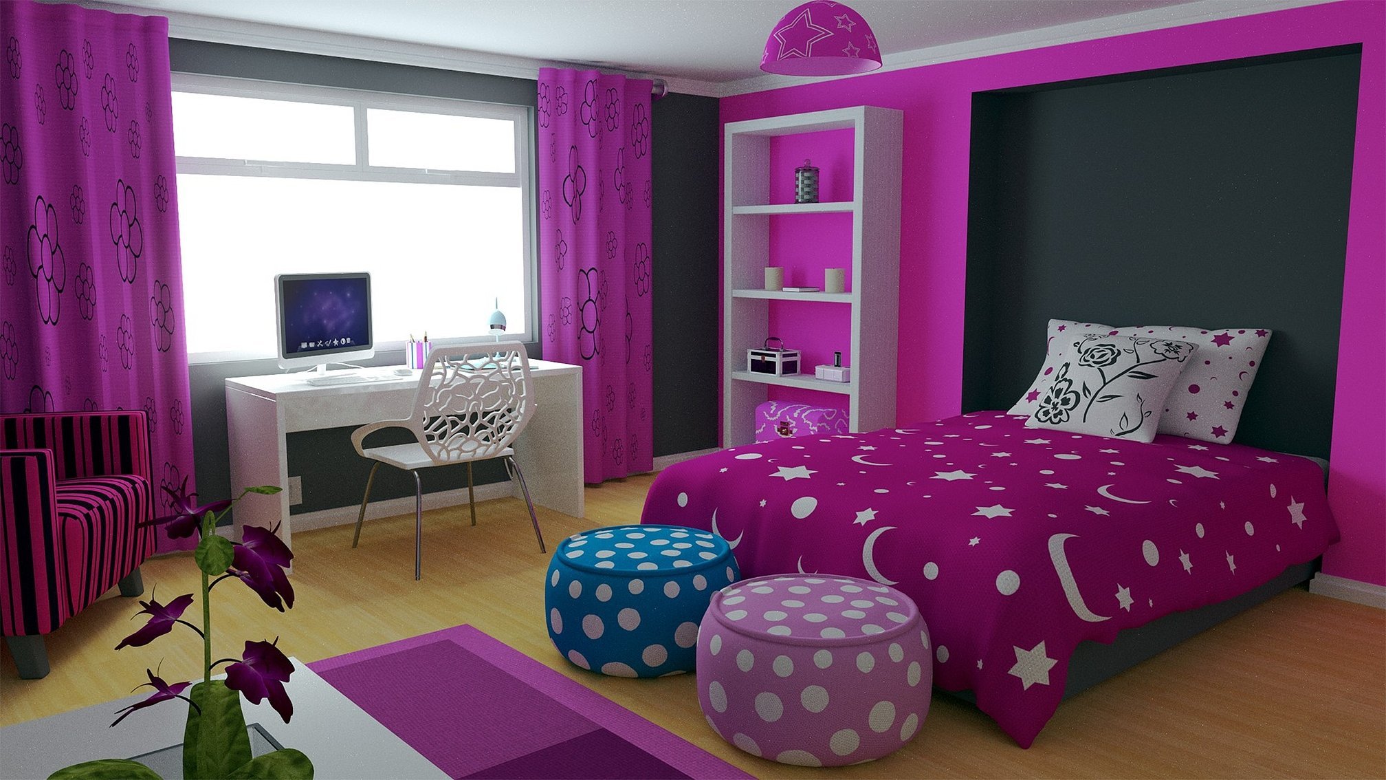 Комнаты для девочек фиолетового цвета