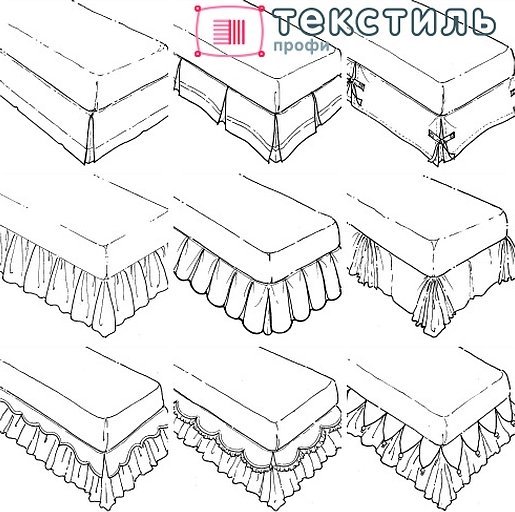 Эскизы карандашом покрывало с рюшей