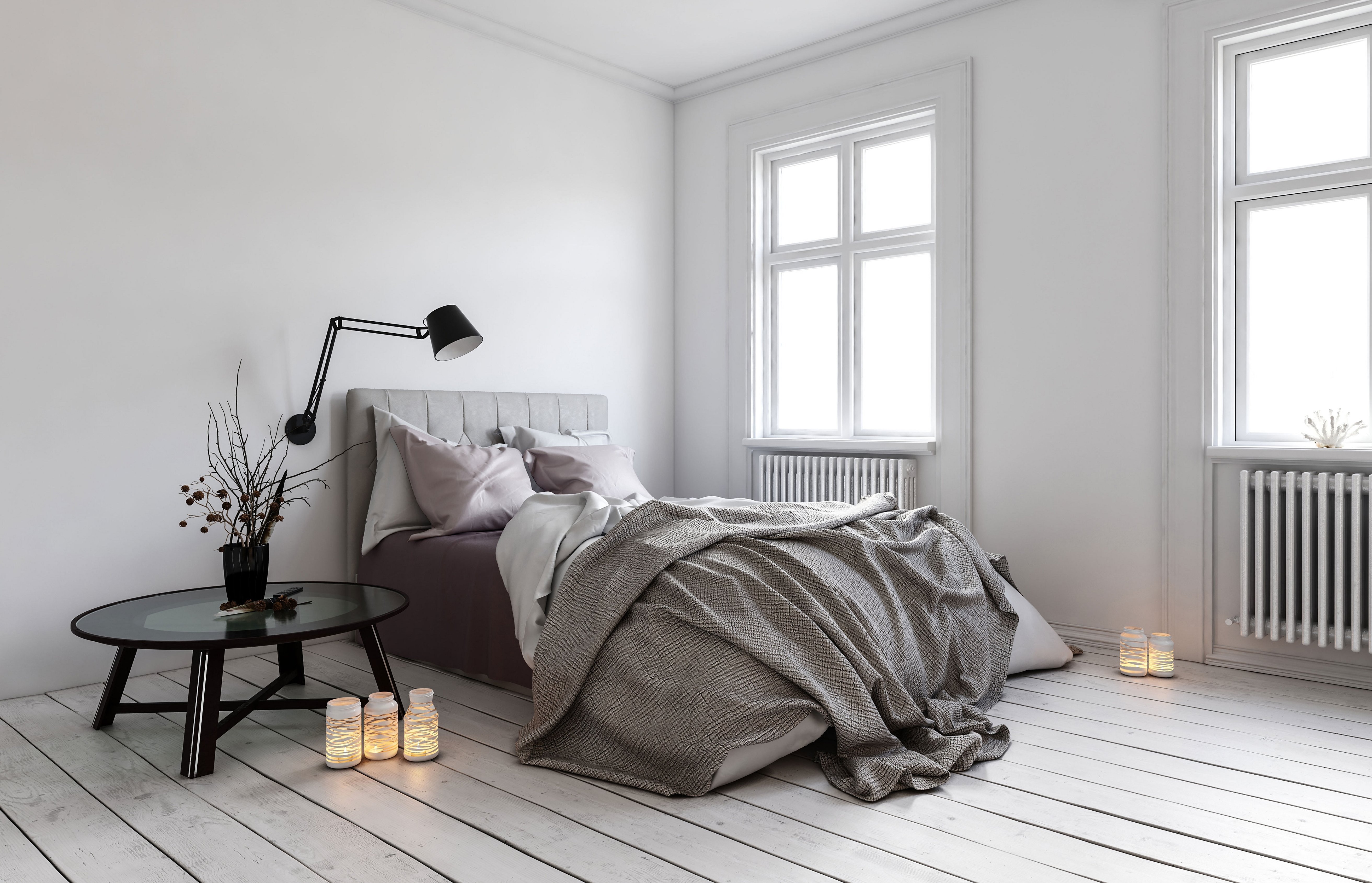 Интерьер комнаты спальни шведский стиль