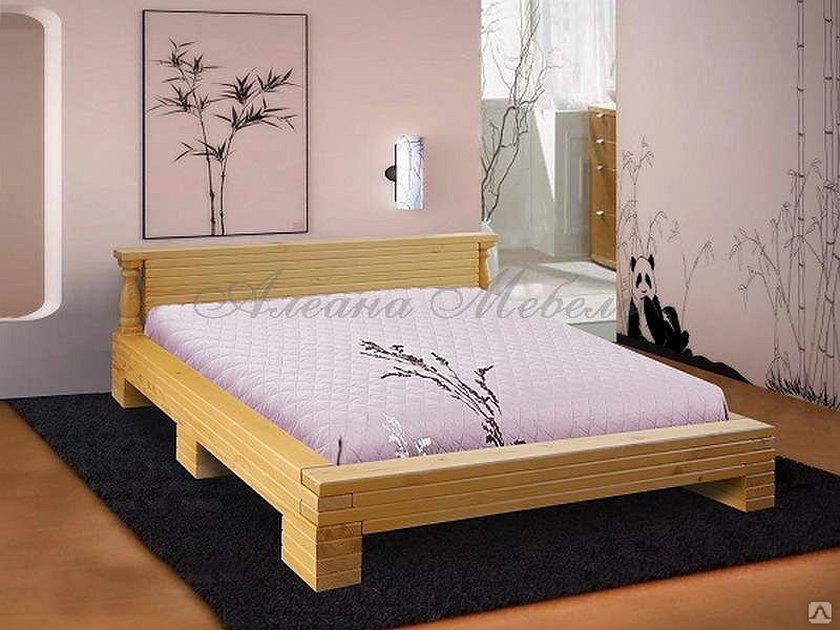 Кровать из дерева двуспальная со спинкой