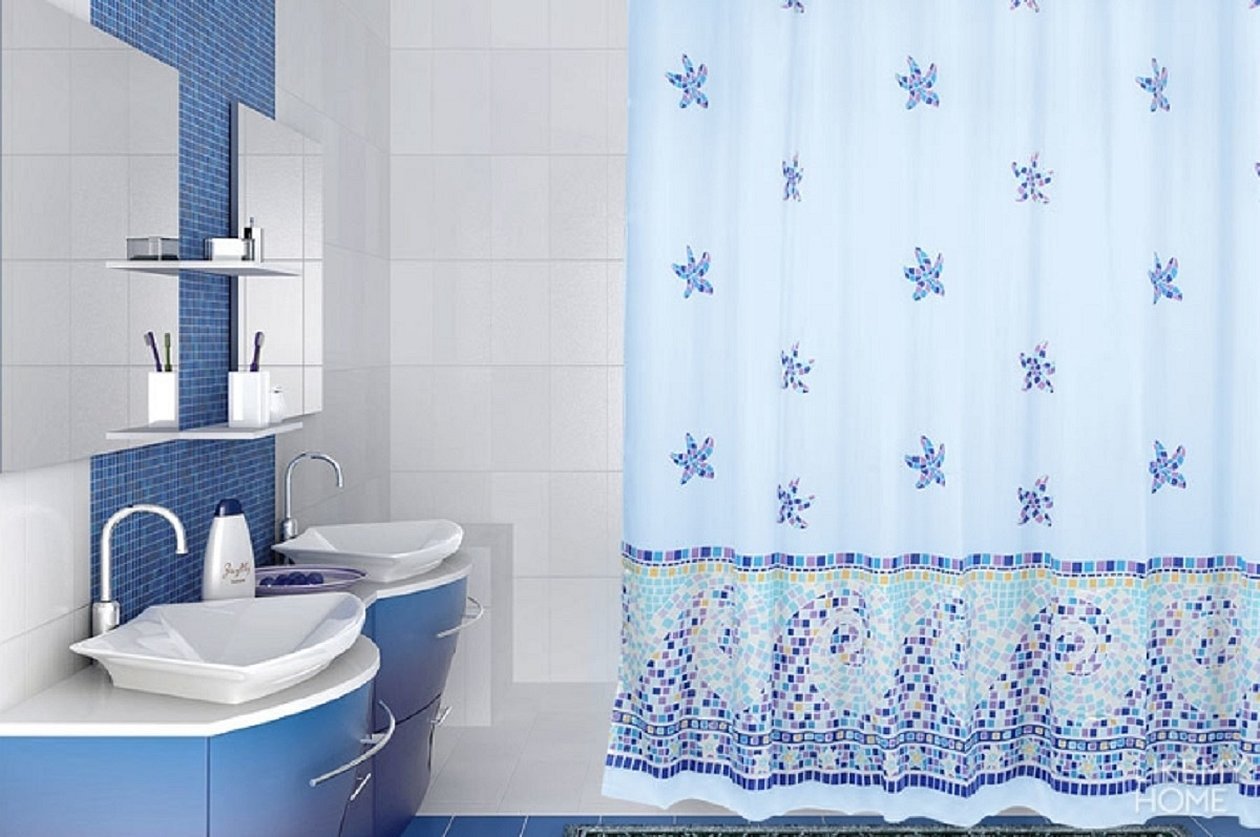 Тканевая штора для ванной комнаты