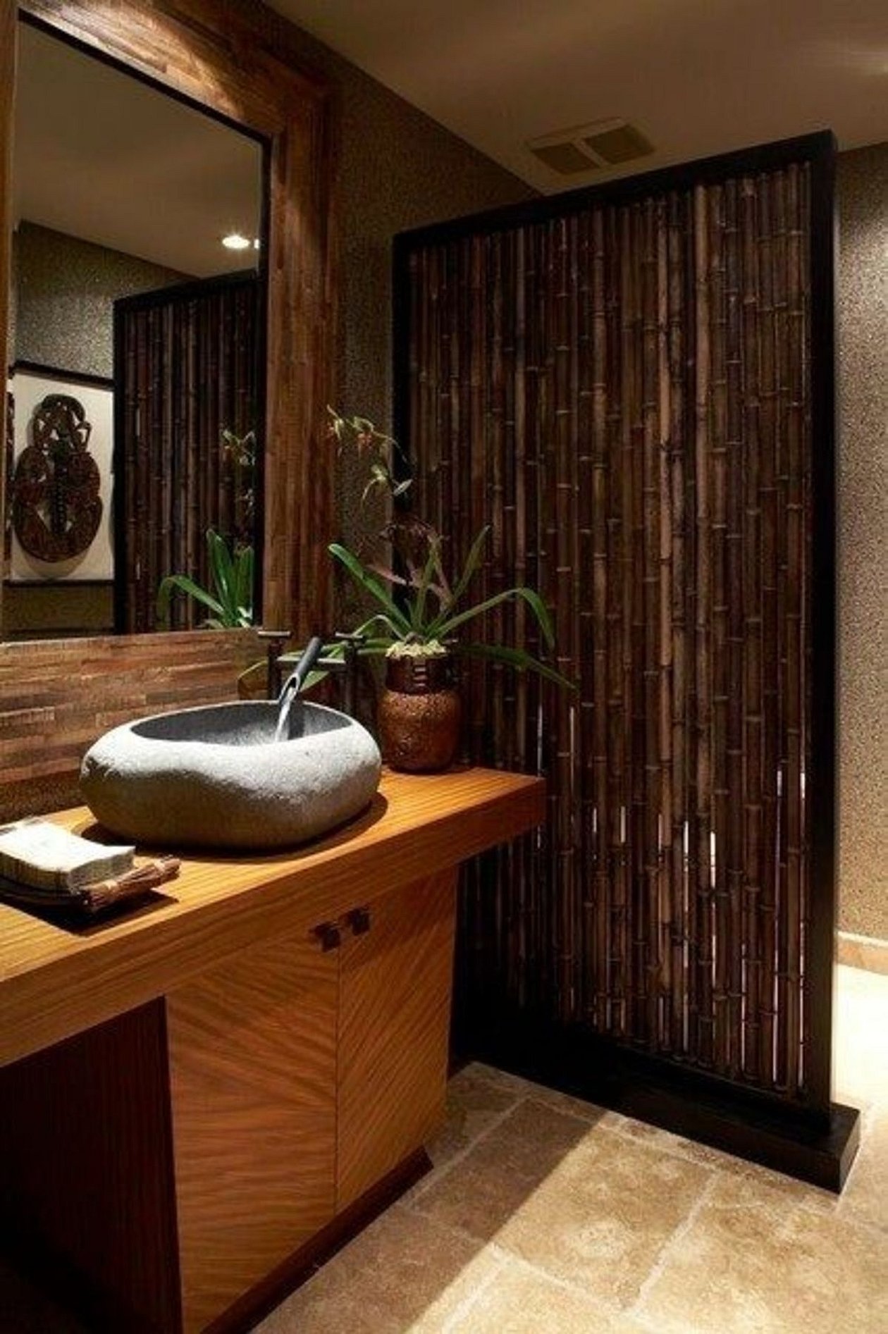 Ванная в азиатском стиле бамбук