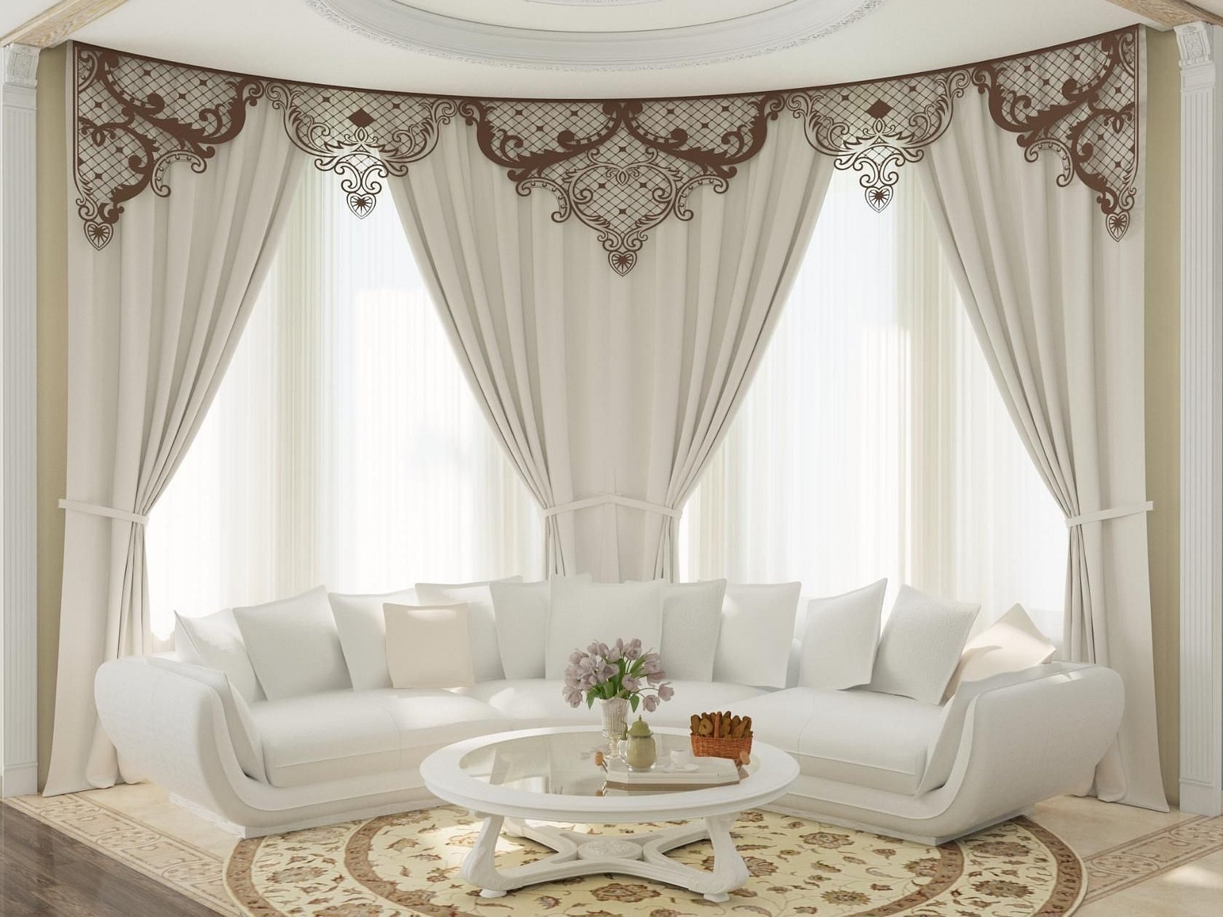 Шикарные шторы в гостиную в классическом стиле