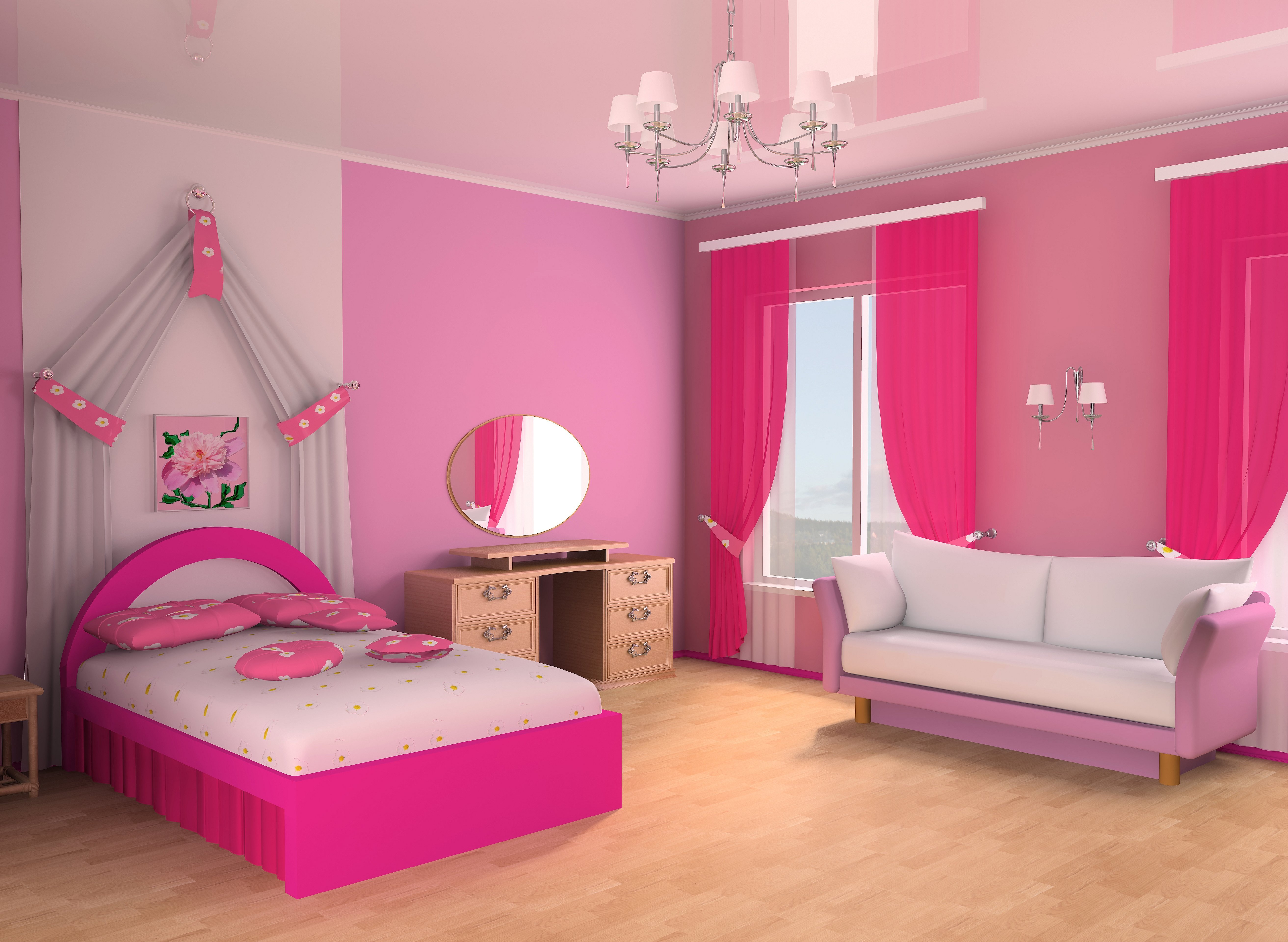 Детская комната розовая фон