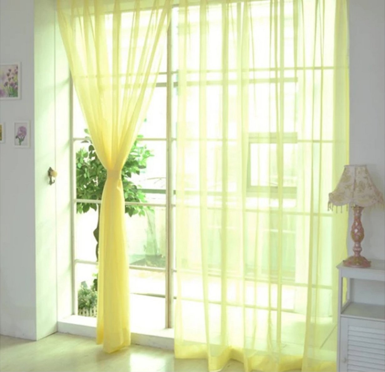 Желтые шторы прозрачный тюль