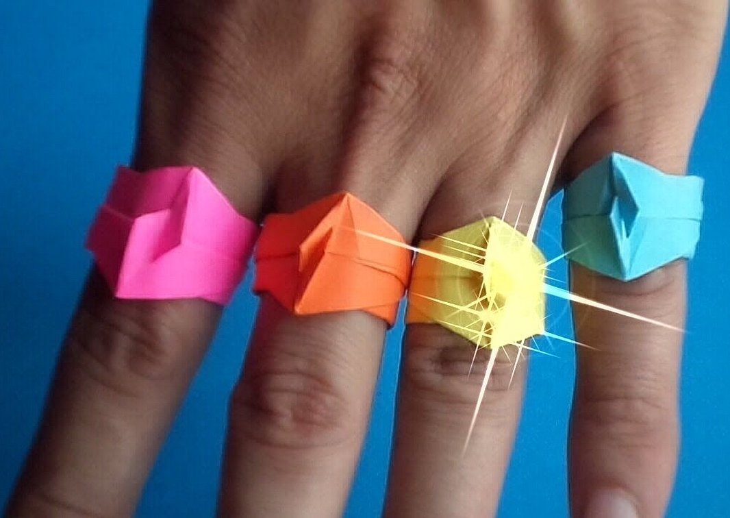Оригами кольцо из бумаги сердце