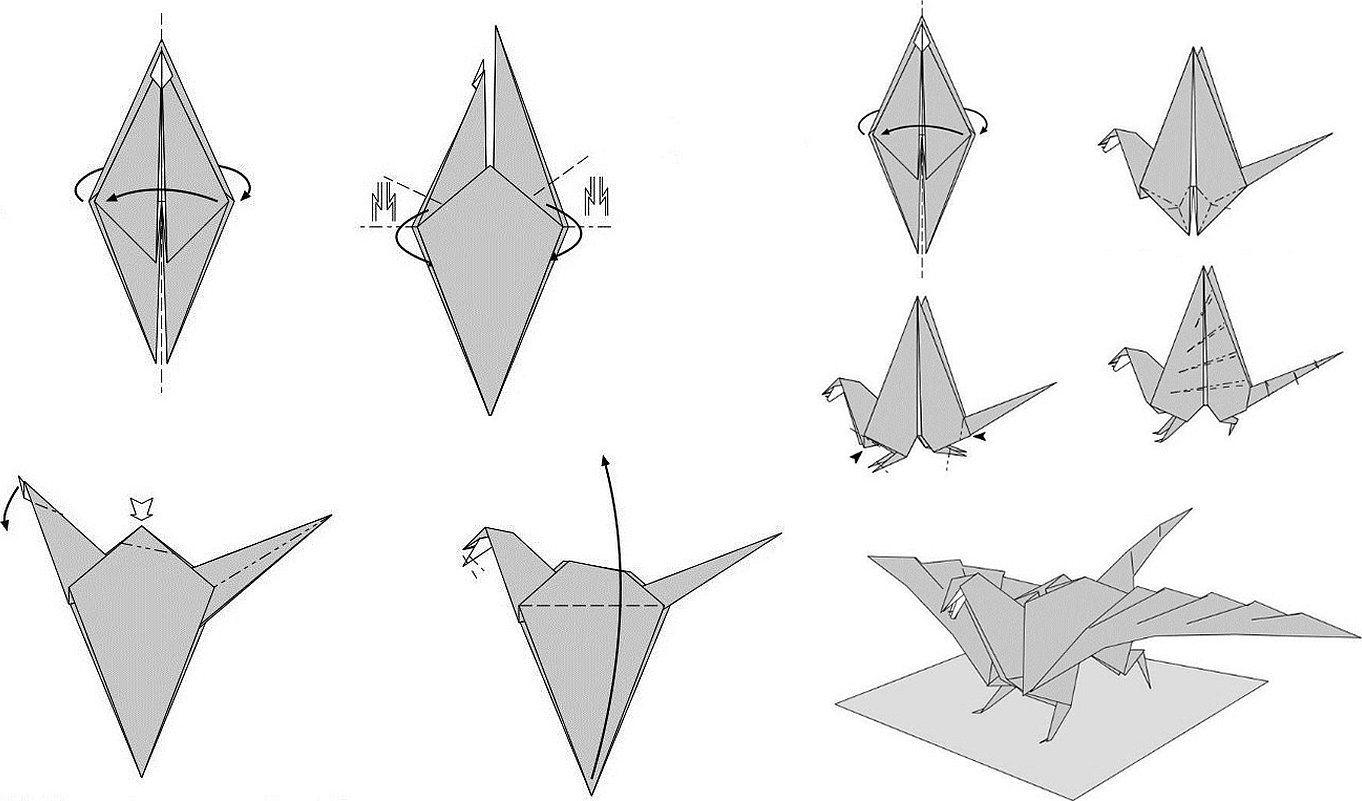Оригами дракон схема для начинающих