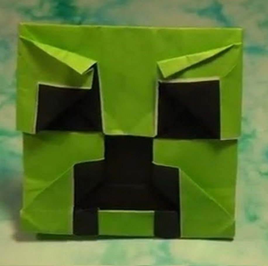 Оригами крипера из майнкрафта