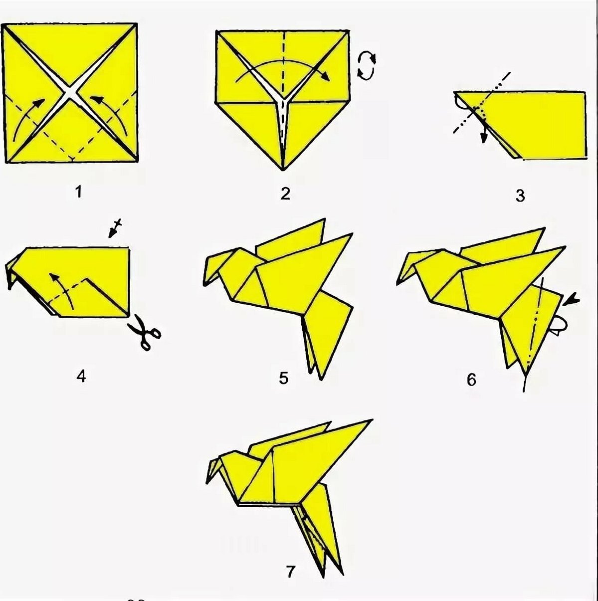 Птичка оригами схема простая