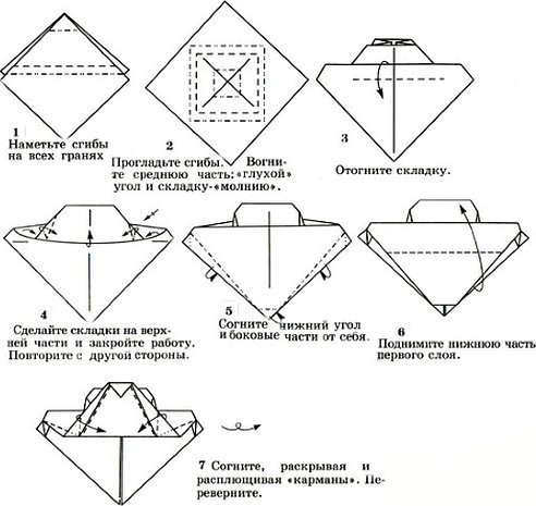 Танк оригами из бумаги схема