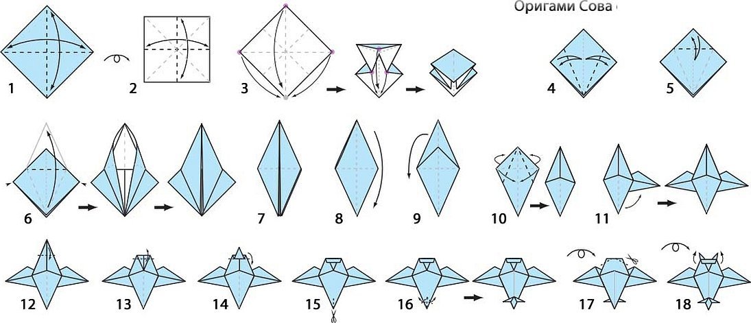 Оригами из бумаги схемы журавлик