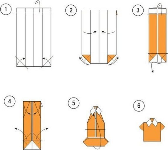 Открытка рубашка с галстуком оригами