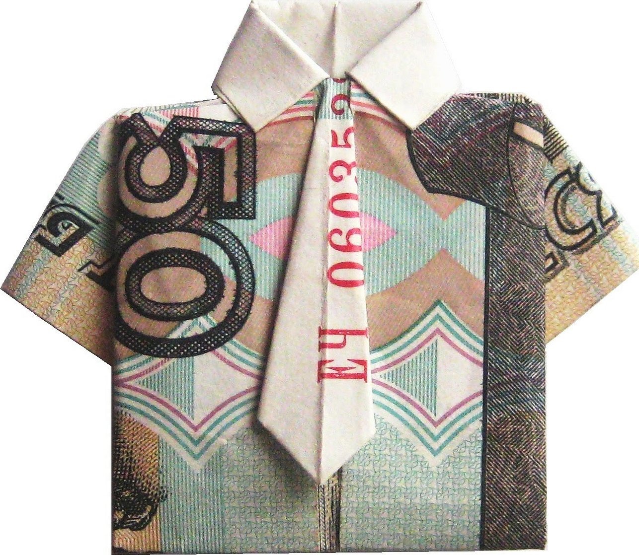Оригами из денег рубашка с галстуком