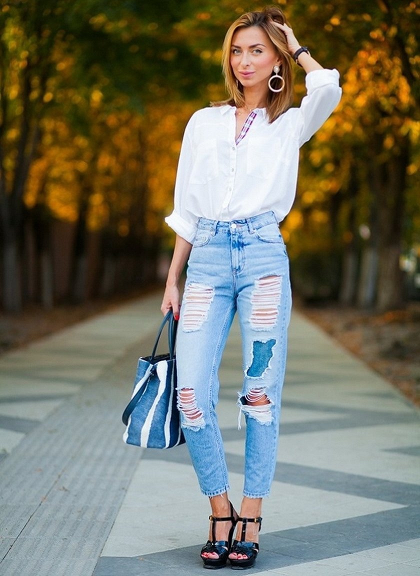 Образ джинсы с рубашкой