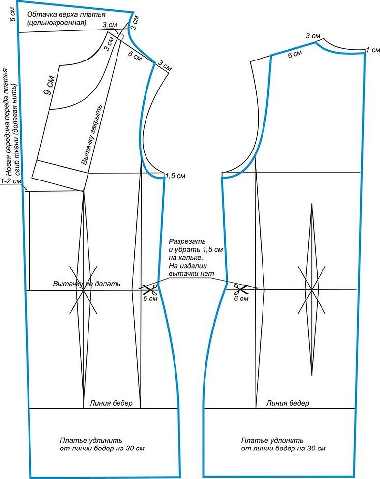 Выкройка прямого платья