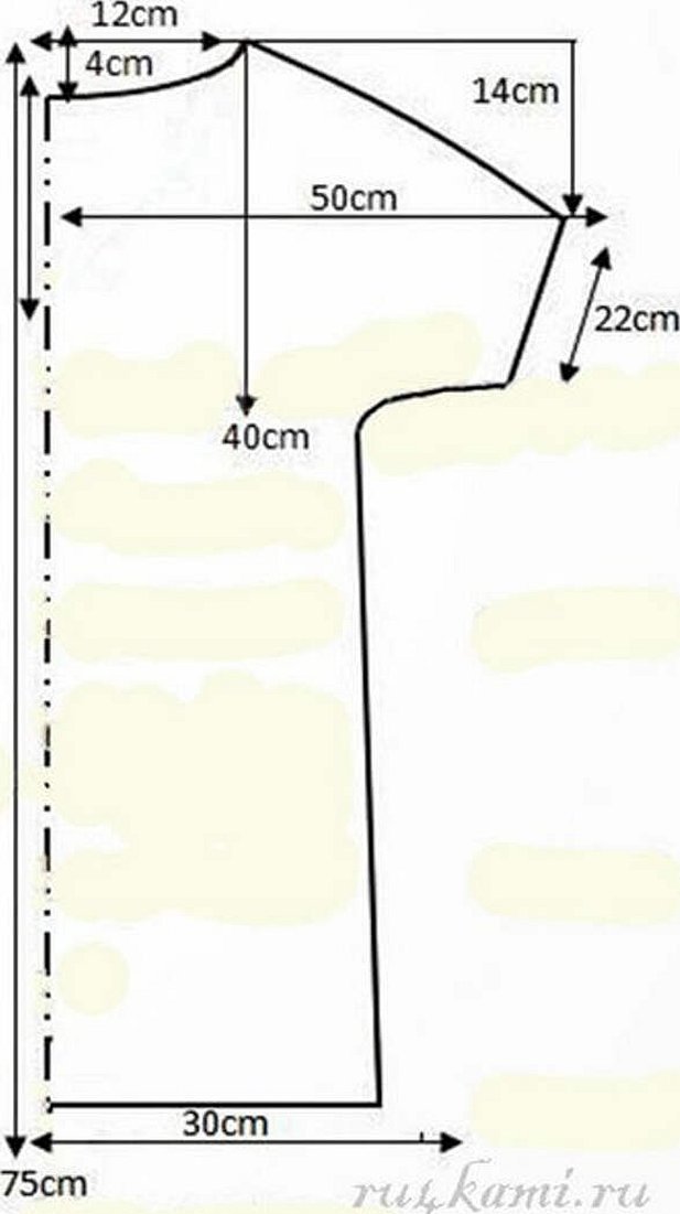 Выкройка туники простого кроя с рукавами