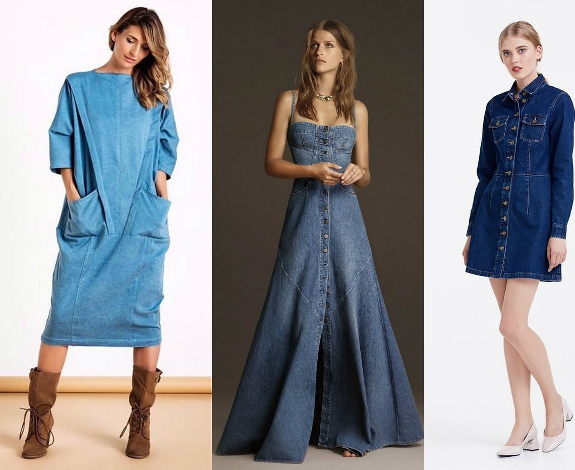 Модели джинсовых платьев