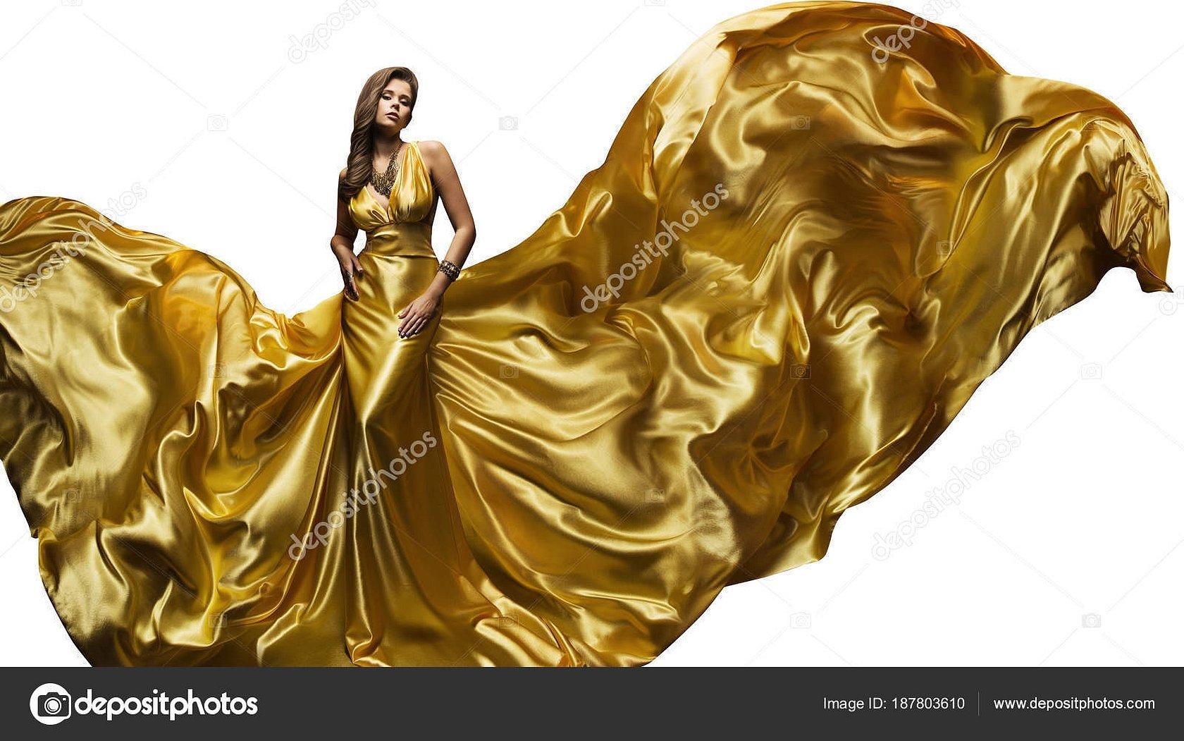 Девушка с платье золото вектор
