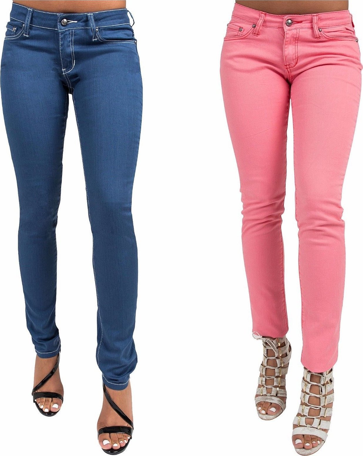 Женские узкие джинсы розовые