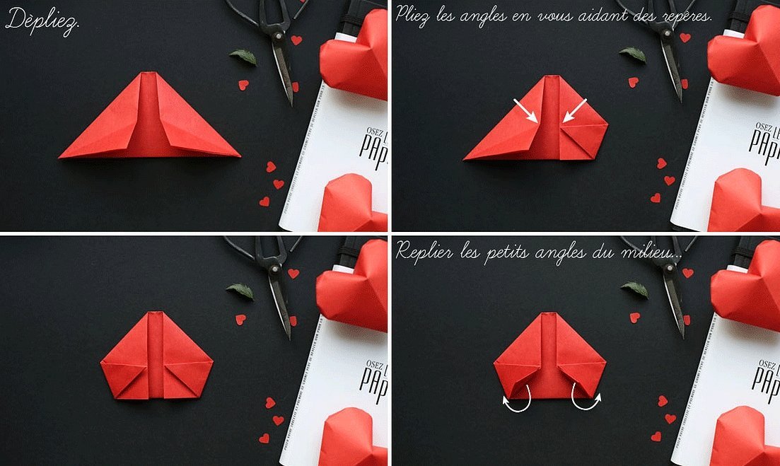 Объемная валентинка в стиле оригами