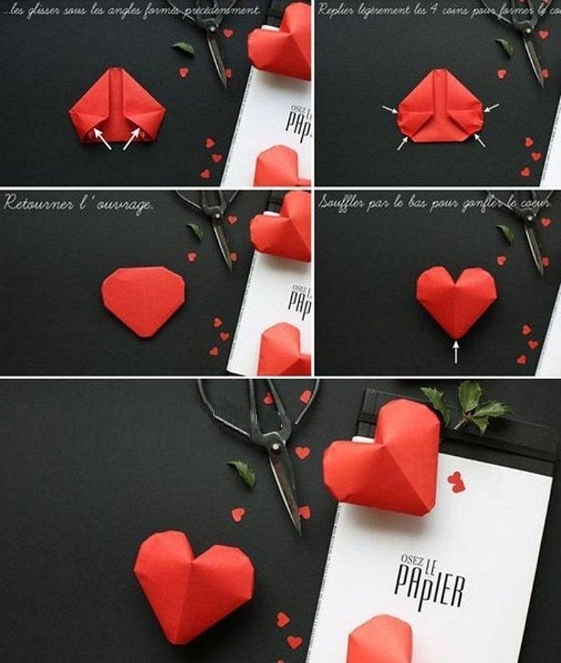 Объемные сердечки из бумаги