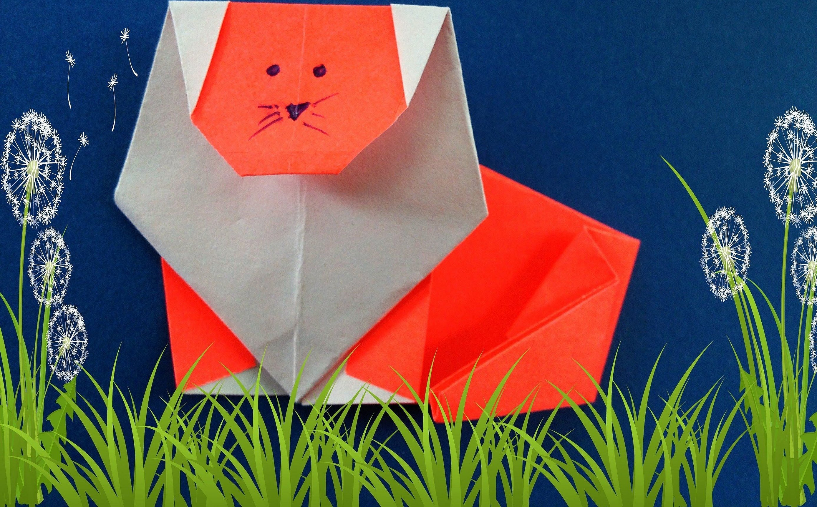 Кошка из бумаги оригами