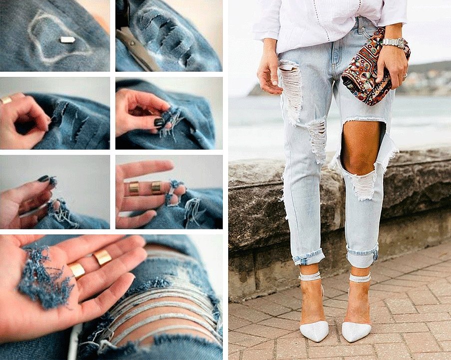 Красивые дырки на джинсах