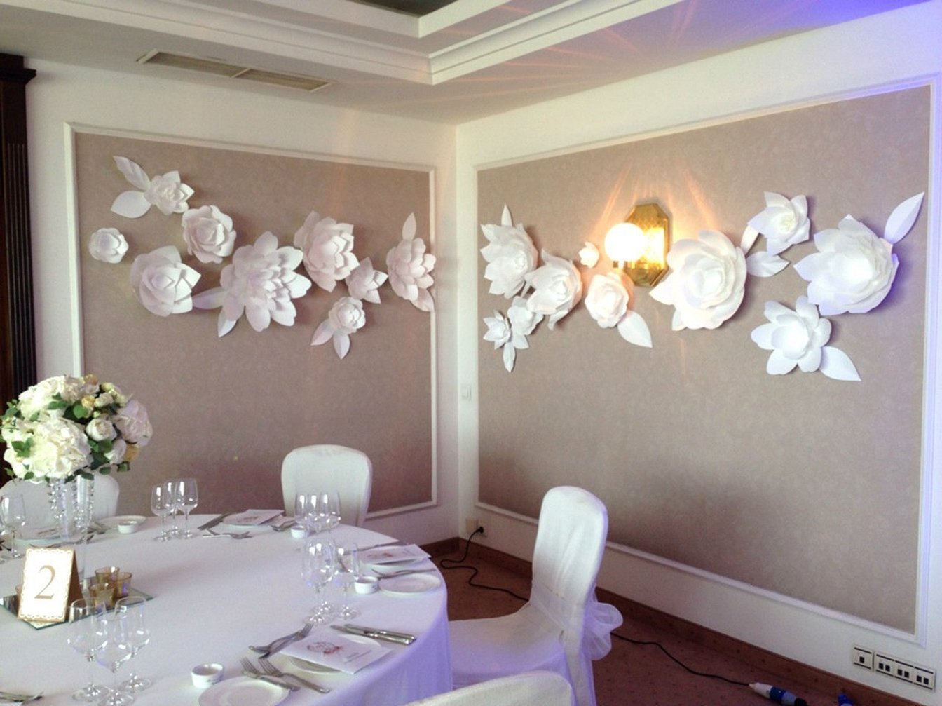 Бумажные цветы на стену декор