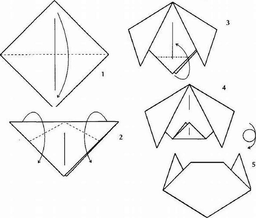 Оригами морда кошки из бумаги схемы
