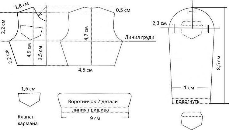 Выкройка вязаных детских штанишек