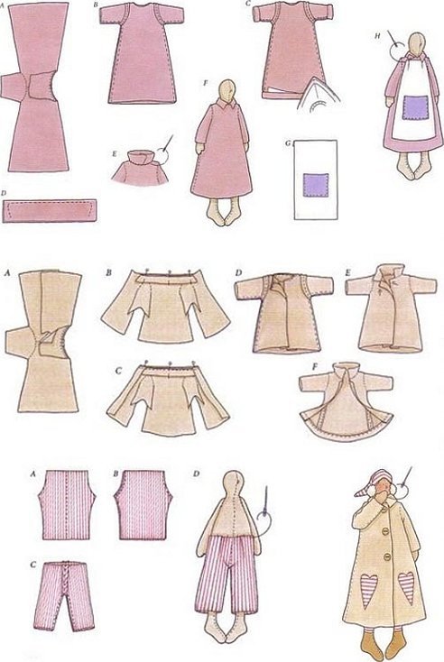 Выкройки одежды для кукол тильда