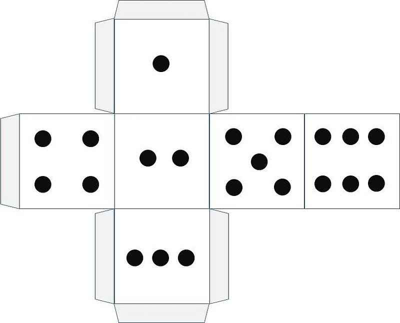 Развертка игрального кубика с точками