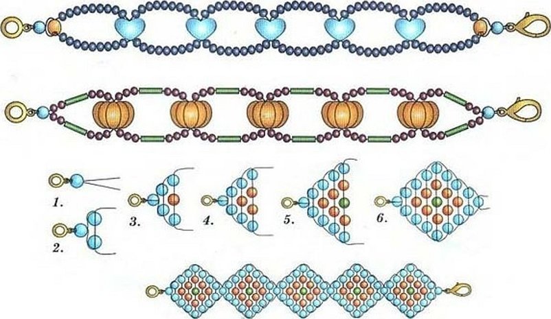 Браслеты из бисера схемы для начинающих простые