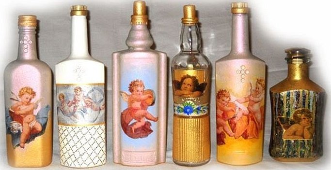Декор и декупаж бутылки для святой воды