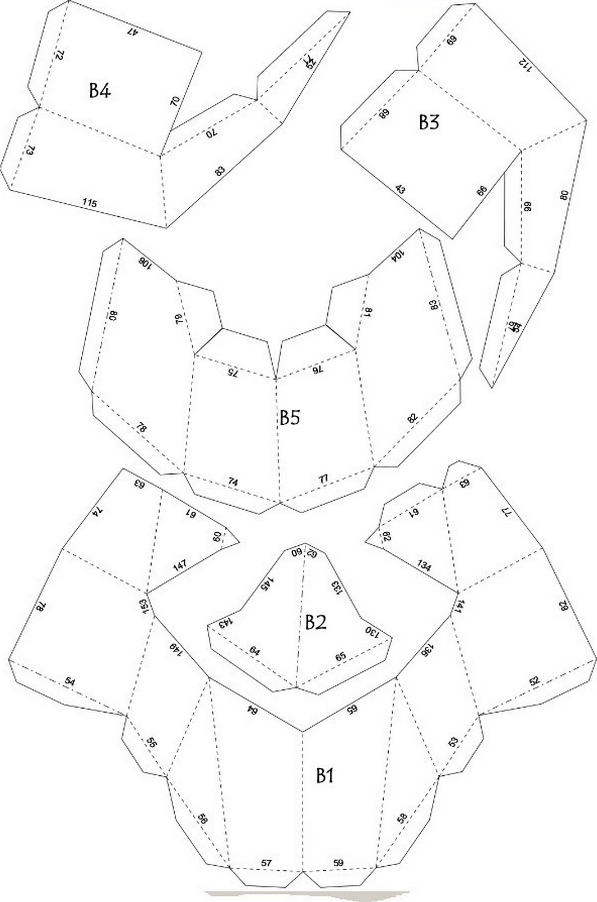 Схема головы единорога из бумаги печать