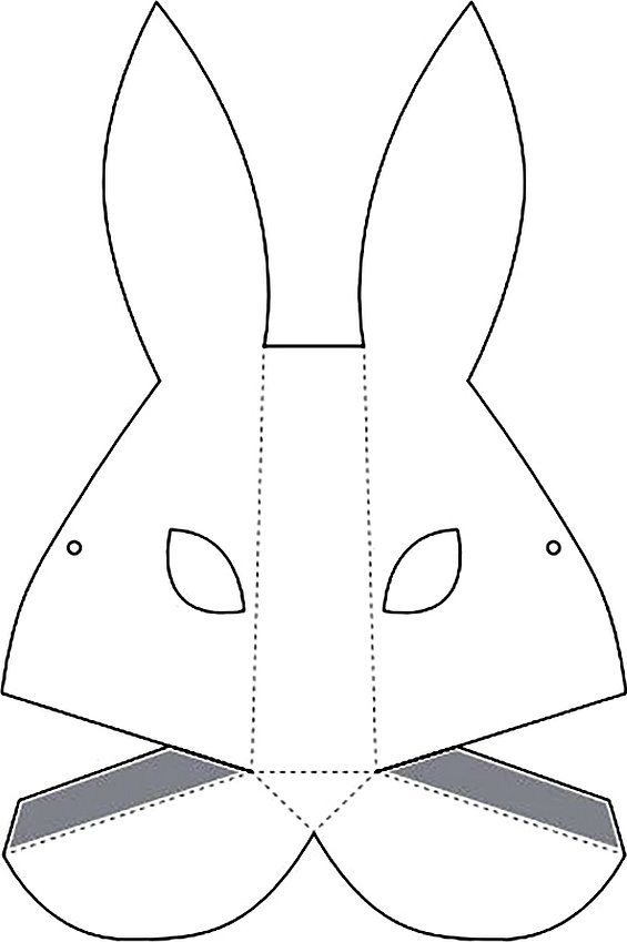 Трафарет маски зайца для лица из бумаги