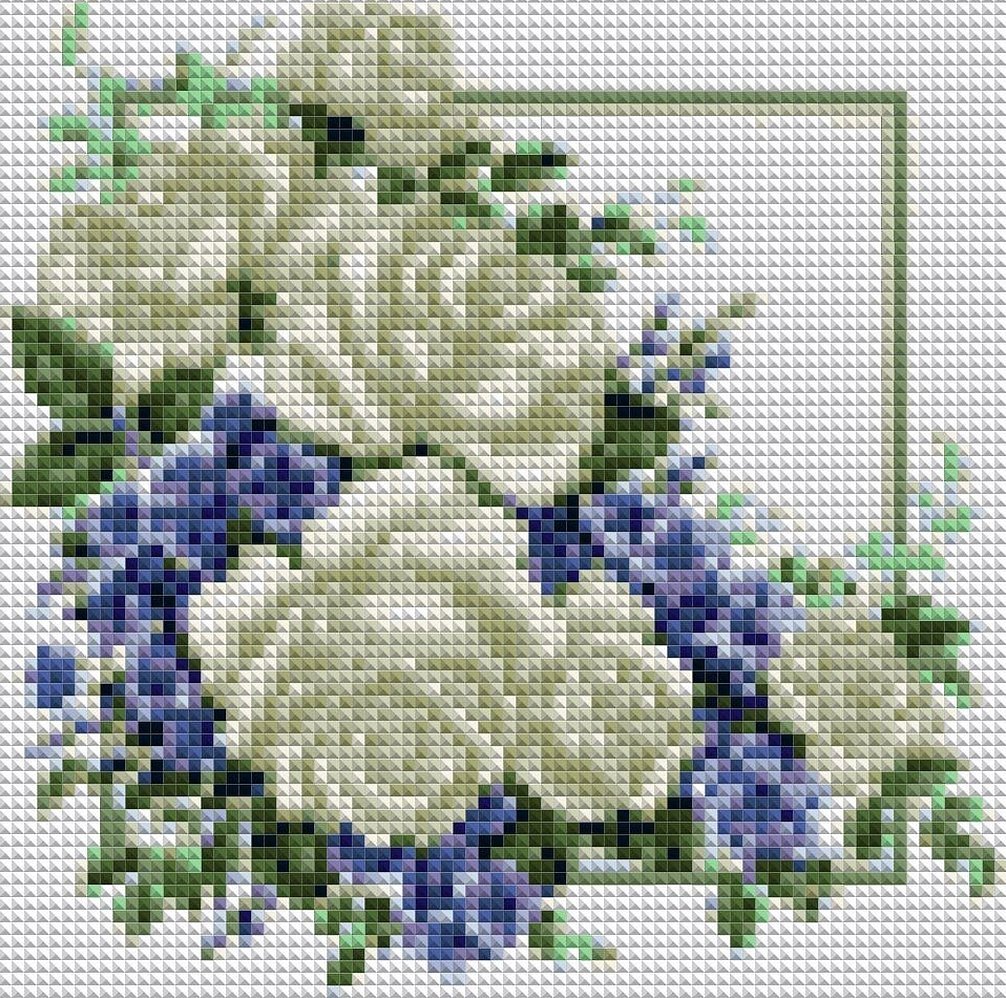 Вышивка крестиком цветов-схемы белые розы