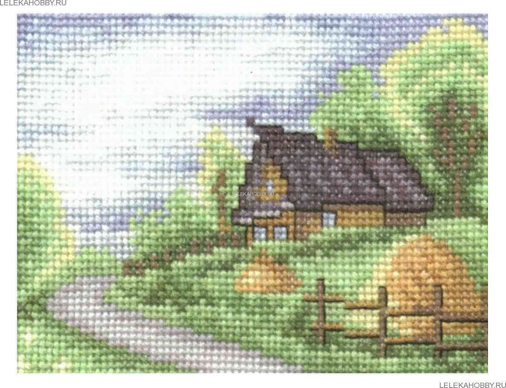 Схема вышивки крестом пейзажи с домами