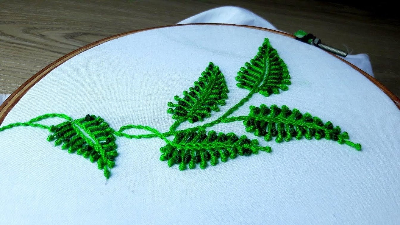 Бразильская вышивка для начинающих листочек