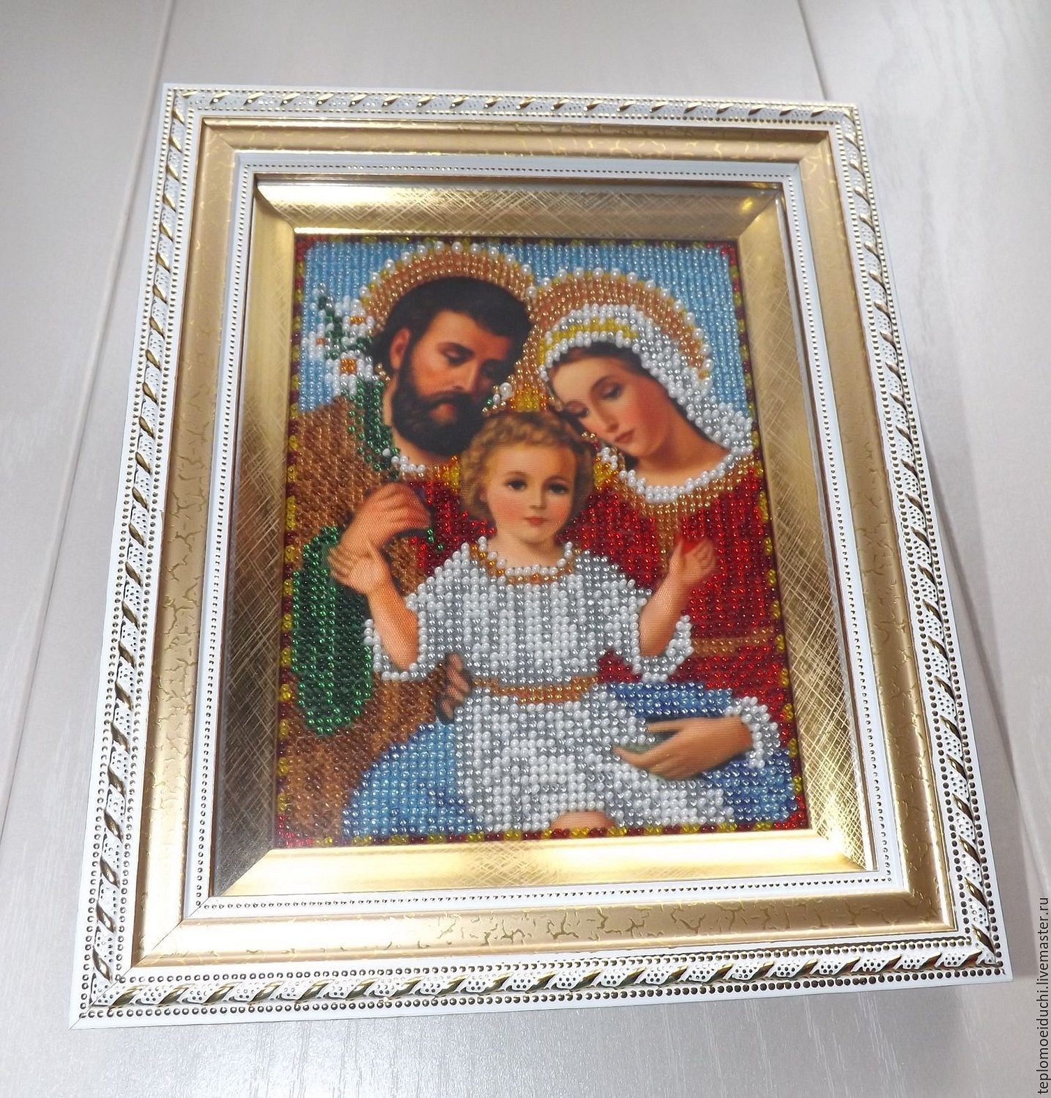 Икона святая семья биссером в рамки