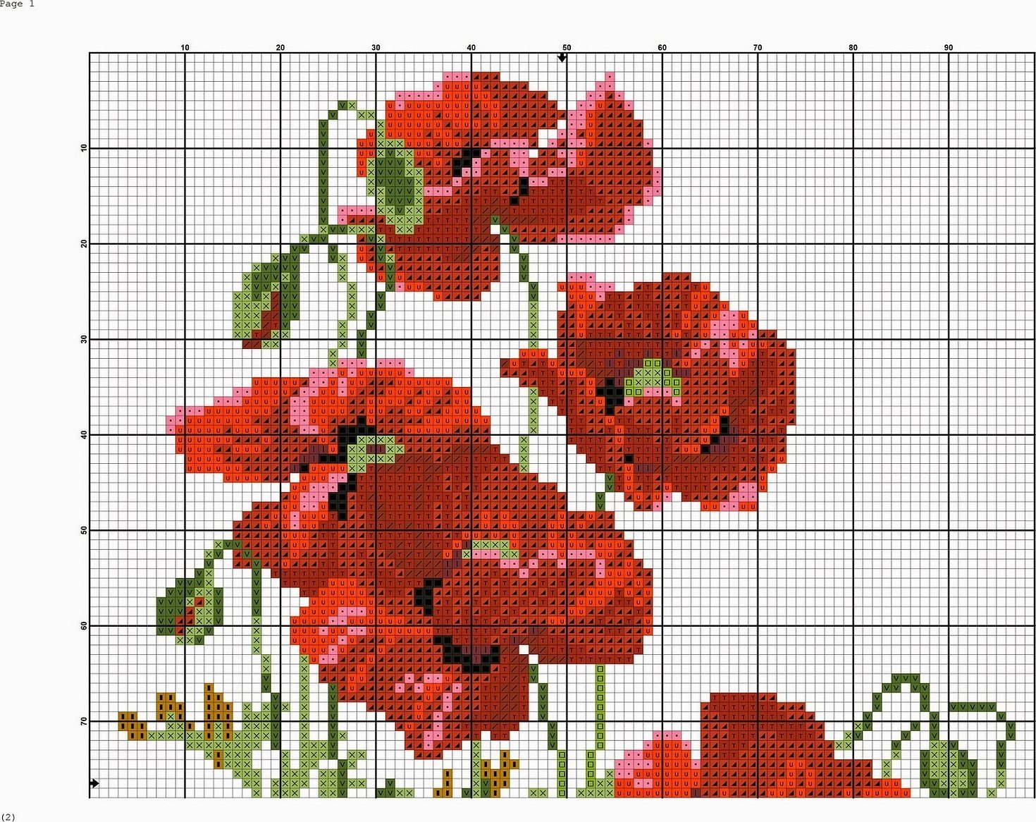 Схема для вышивания крестом маки