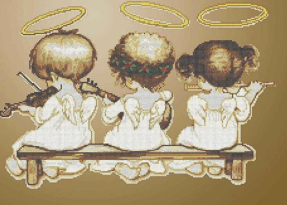 Вышивка три ангелочка
